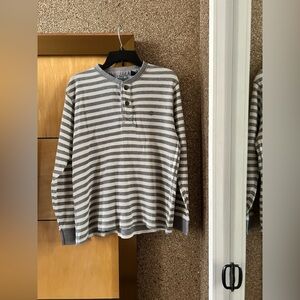 Timberland Men’s Gray Waffle Knit Long Sleeve Shirt Cozy Thermal Style Size M